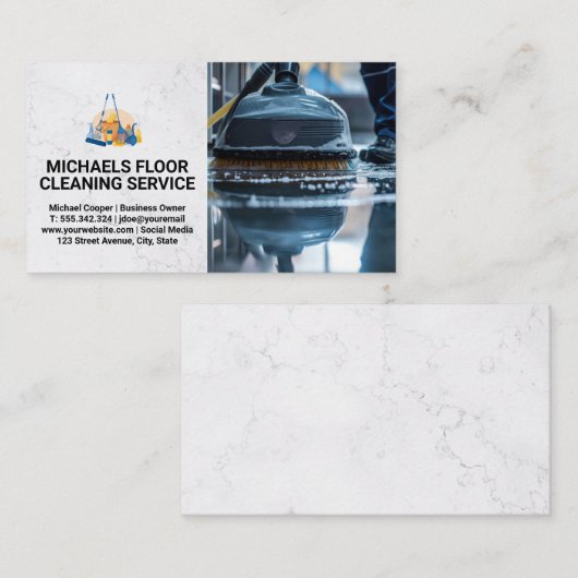 Schone service | conciërge dweilvloer visitekaartje (Voorkant / Achterkant)