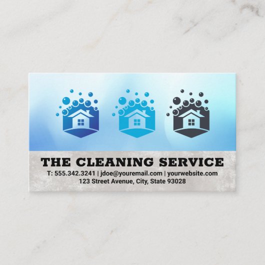 Schone service | Huizen en zeepbellen Visitekaartje (Voorkant)