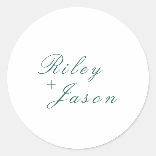 Schone smaragdgroene elegante bruiloft ronde sticker (Voorkant)