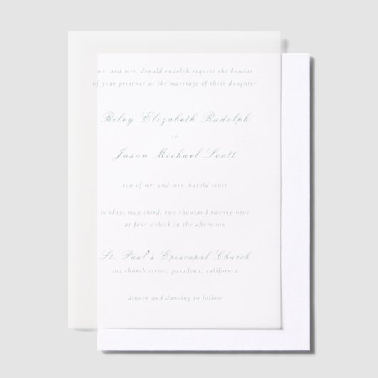 Schone smaragdgroene elegante bruiloft vellum uitnodigingen (Offset)