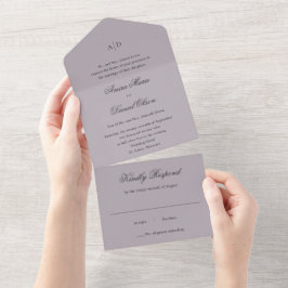Schone Stof Lilac Klassieke Trouwdag All In One Uitnodiging