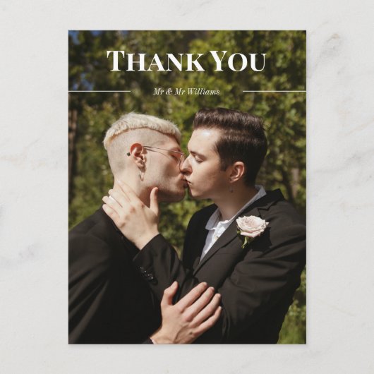 Schone Typografie Dank u wel en Namen Foto Briefkaart (Voorkant)