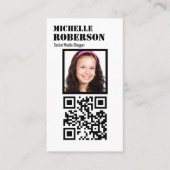 Schone verticale witte qr-code en foto visitekaartje (Voorkant)