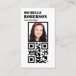 Schone verticale witte qr-code en foto visitekaartje