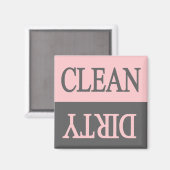 Schone, vieze grijze en roze afwasmachine magneet (Voorkant / Achterkant)
