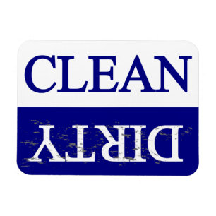 Schone vuile blauwe afwasmachine magneet