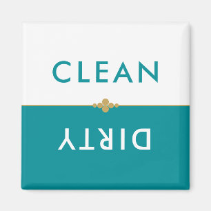 Schone vuile Blauwgroen en witte vaatwasser Magneet