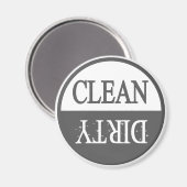 Schone, vuile, grijze, ronde vaatwasmachine magnee magneet (Voorkant / Achterkant)