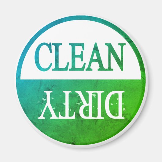 Schone, vuile groene ronde vaatwasmachine magneet (Voorkant)