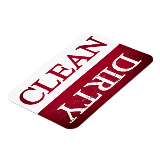 Schone, vuile magenta vaatwasmachine magneet (Linkerzijde)