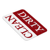 Schone, vuile maroon vaatwasmachine magneet (Rechterzijde)