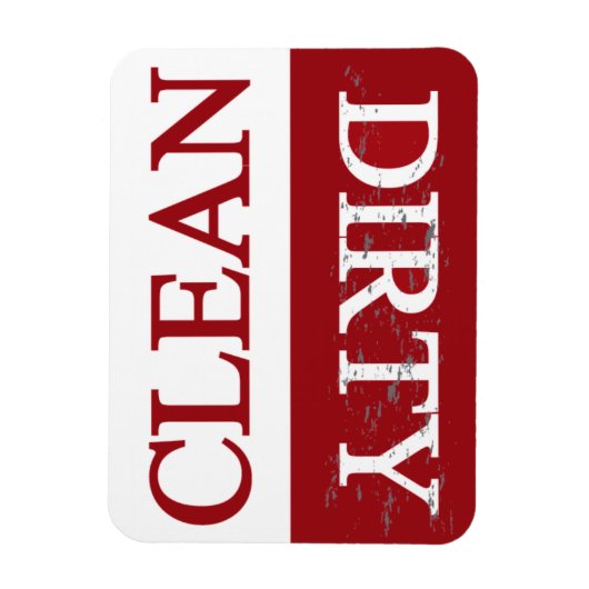 Schone, vuile maroon vaatwasmachine magneet (Verticaal)