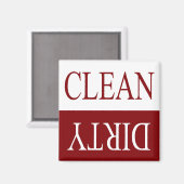 Schone, vuile maroon vaatwasmachine magneet (Voorkant / Achterkant)