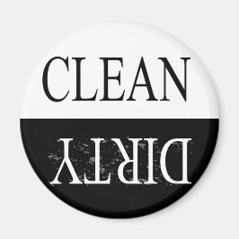 Schone, vuile, ronde vaatwasmachine magneet