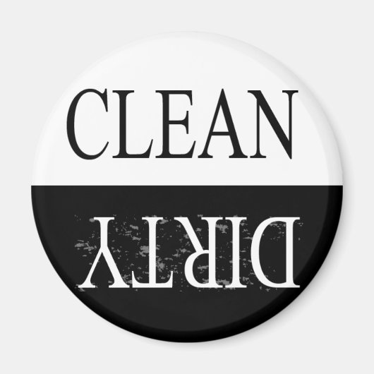 Schone, vuile, ronde vaatwasmachine magneet (Voorkant)