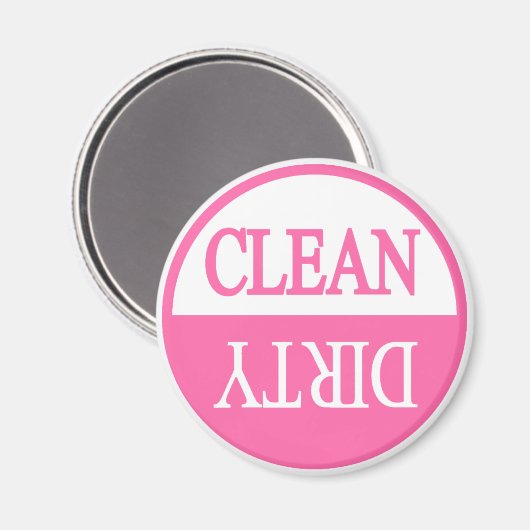 Schone, vuile roze ronde vaatwasmachine magneet (Voorkant / Achterkant)