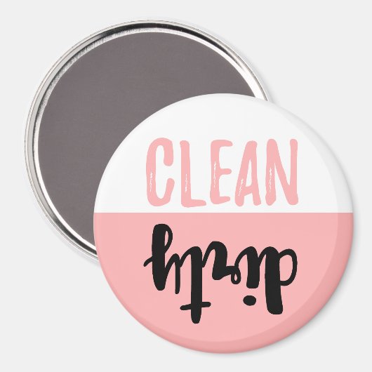 Schone vuile roze witte zwarte borstel vaatwasser magneet (Voorkant / Achterkant)