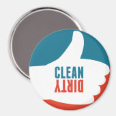 Schone vuile vaatwasser magneet duimen omhoog rood (Voorkant / Achterkant)