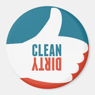 Schone vuile vaatwasser magneet duimen omhoog rood