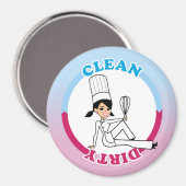 Schone Vuile Vaatwasser Magneet met Illustratie (Voorkant / Achterkant)