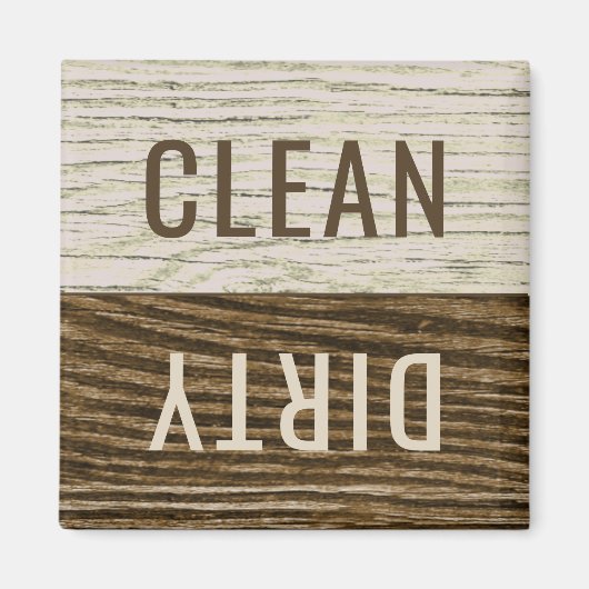 Schone Vuile Vaatwasser Rustiek Verweerd Hout TB Magneet (Voorkant)