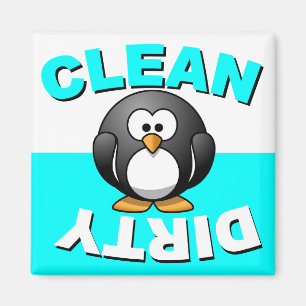 Schone vuilniswasmachine magneet met pinguïn