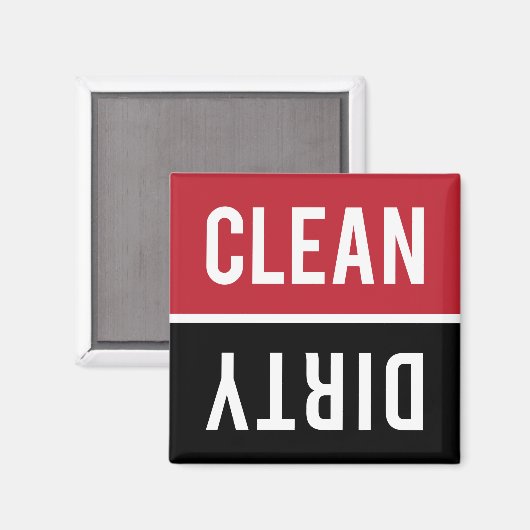 Schone vuilwasmachine met rode en zwarte wasmachin magneet (Voorkant / Achterkant)