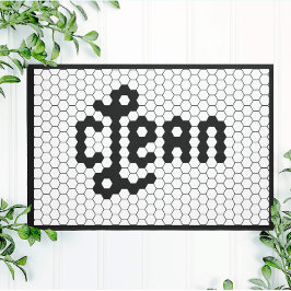 Schone wasruimte voor zwarte en witte Tegel Deurmat