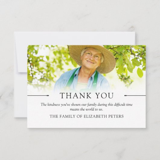 Schone witte eenvoudige foto sympathie dank u bedankkaart (Voorkant)