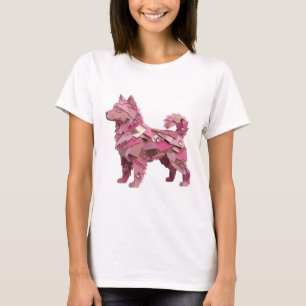 Schone zilveren PINK EN GLITTERIGE HUSKY T-shirt