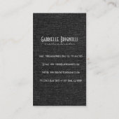 Schone zwart & grijs linnen jute textuur visitekaartje (Achterkant)