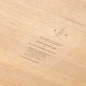 Schone zwart-wit botanische elegante bruiloft acryl uitnodigingen (Laagn)