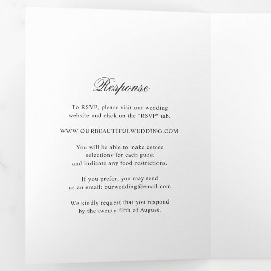 Schone zwart-wit klassieke bruiloft drieluik uitnodiging (Binnenzijde eerst)