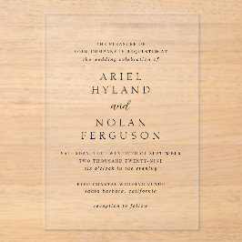 Schone zwart-wit moderne bruiloft acryl uitnodigingen