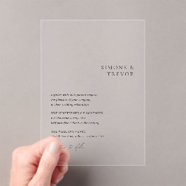 Schone zwart-wit moderne bruiloft acryl uitnodigingen