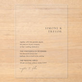 Schone zwart-wit moderne bruiloft acryl uitnodigingen (Voorkant)