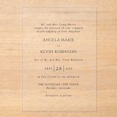 Schone zwart-wit moderne bruiloft acryl uitnodigingen (Voorkant)