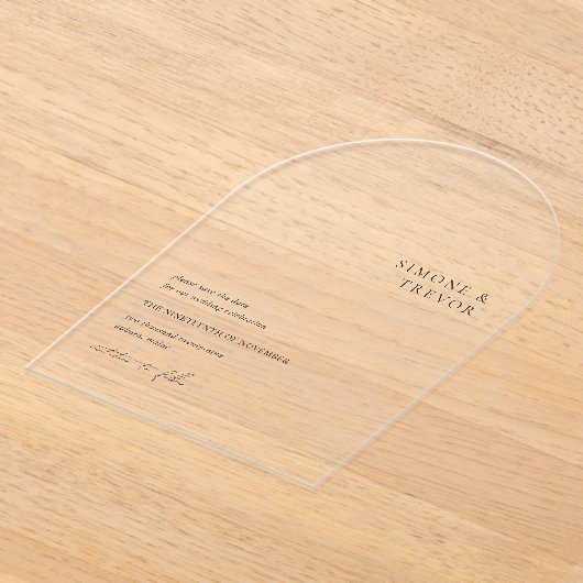 Schone zwart-wit moderne bruiloft acryl uitnodigingen (Laagn)