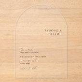 Schone zwart-wit moderne bruiloft acryl uitnodigingen (Voorkant)