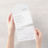 Schone zwart-wit moderne bruiloft all in one uitnodiging (Afscheurbaar)