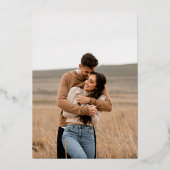 Schone zwart-wit moderne bruiloft folie uitnodiging (Achterkant)