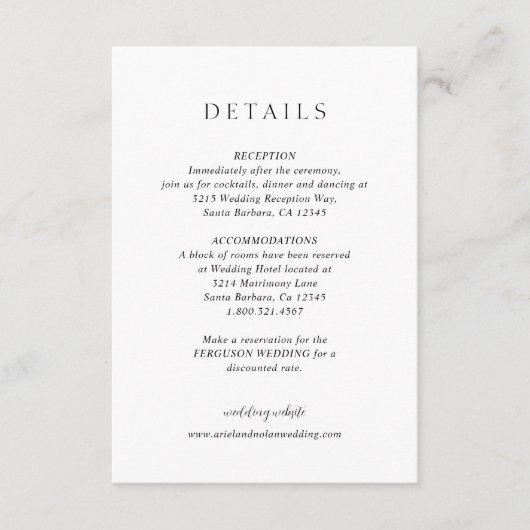 Schone zwart-wit moderne bruiloft informatiekaartje (Voorkant)