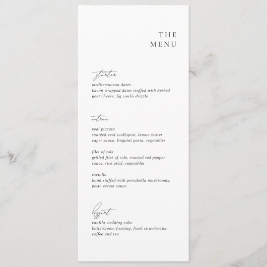 Schone zwart-wit moderne bruiloft menu (Voorkant)