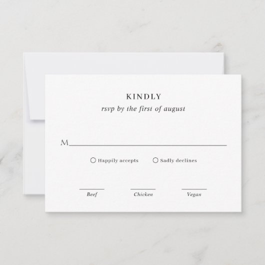 Schone zwart-wit moderne bruiloft RSVP kaartje (Voorkant)