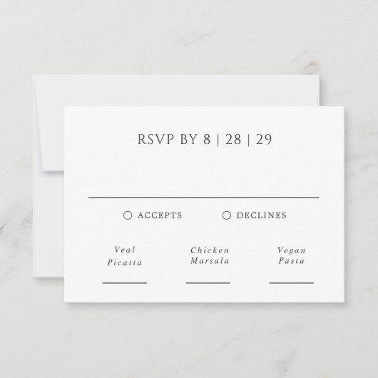 Schone zwart-wit moderne bruiloft RSVP kaartje (Voorkant)