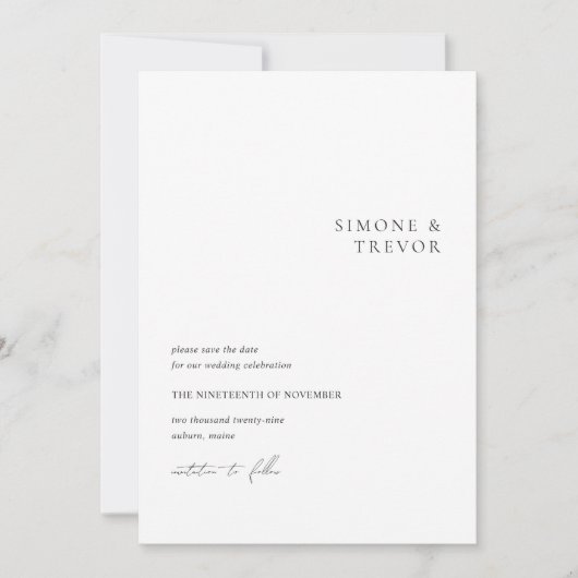 Schone zwart-wit moderne bruiloft save the date (Voorkant)