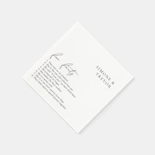 Schone zwart-wit moderne bruiloft servet (Hoek)