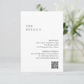 Schone zwart-wit QR Code Moderne bruiloft Informatiekaartje (Staand voorkant)