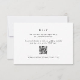 Schone zwart-wit QR Code Moderne bruiloft RSVP Kaartje