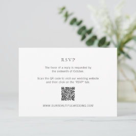 Schone zwart-wit QR Code Moderne bruiloft RSVP Kaartje